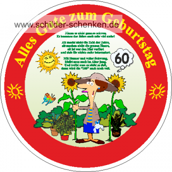 Schild Gärtnerin 60 Jahre