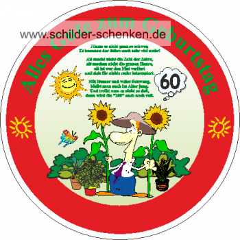Schild Gärtner 60 Jahre
