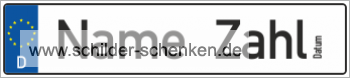 Schild Kennzeichen mit Namen