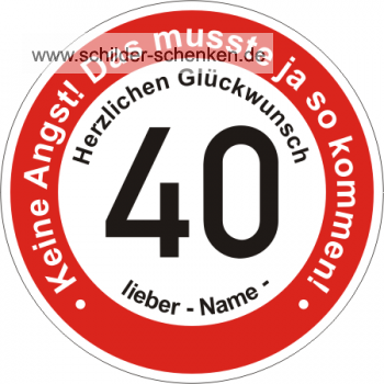 Schild 40 Jahre