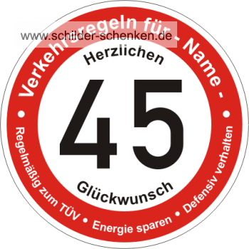 Schild 45 Jahre