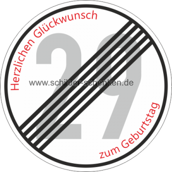 Schild Geburtstag Ende 29