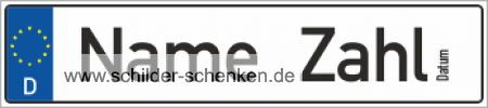 Schild Kennzeichen mit Namen