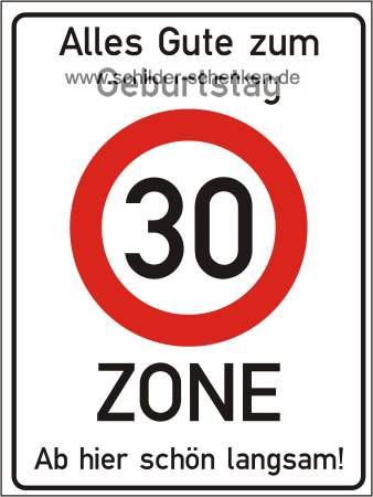 Spaßschild 30erZone