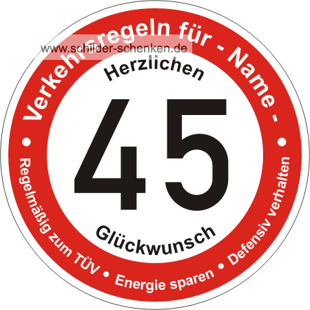 Schild 45 Jahre