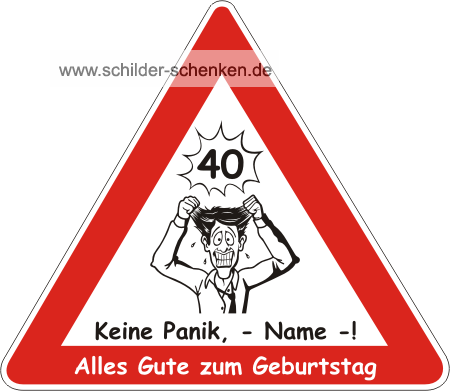 Schild Keine Panik, Mann