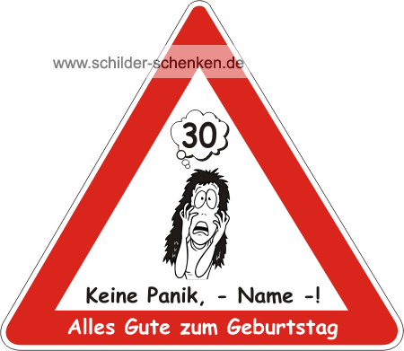 Schild Keine Panik, Frau